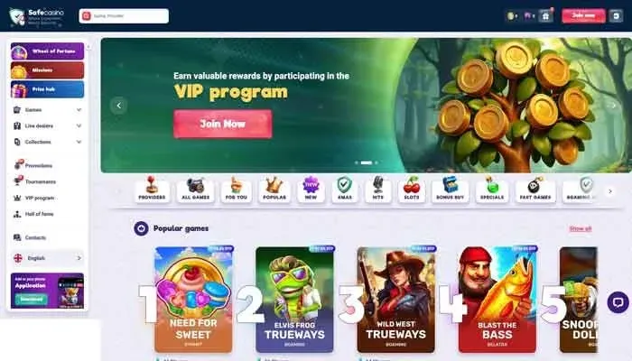 SafeCasino registreringsside